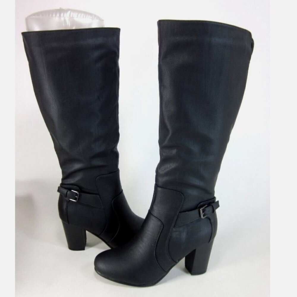 Journee Collection Carver 7.5 Black Tall Riding Boots Brand New - Picture 2 of 14